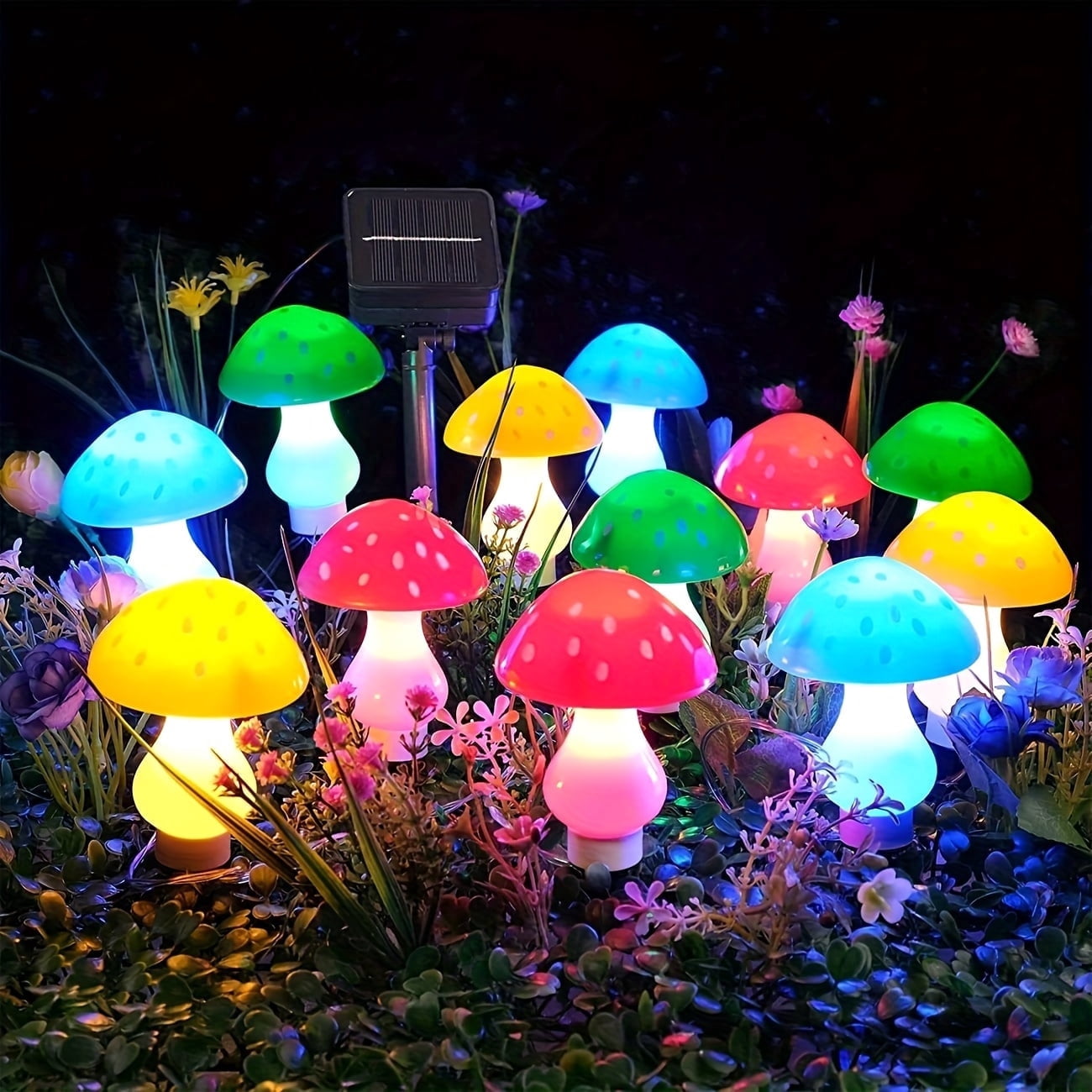 12-Pack Solar Mushroom Lights for Garden Decor, 8 Modes Waterproof Outdoor Garden Mushroom Lamp, Multi-Colored Solar LED Fairy Lights for Christmas Halloween Yard Lawn