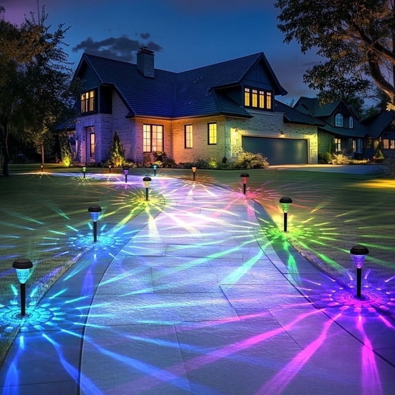 FKHouse Black solar outdoor lights, RGB color-changing LED, 12 pack, 14.7in x 3.5in x 3.5in