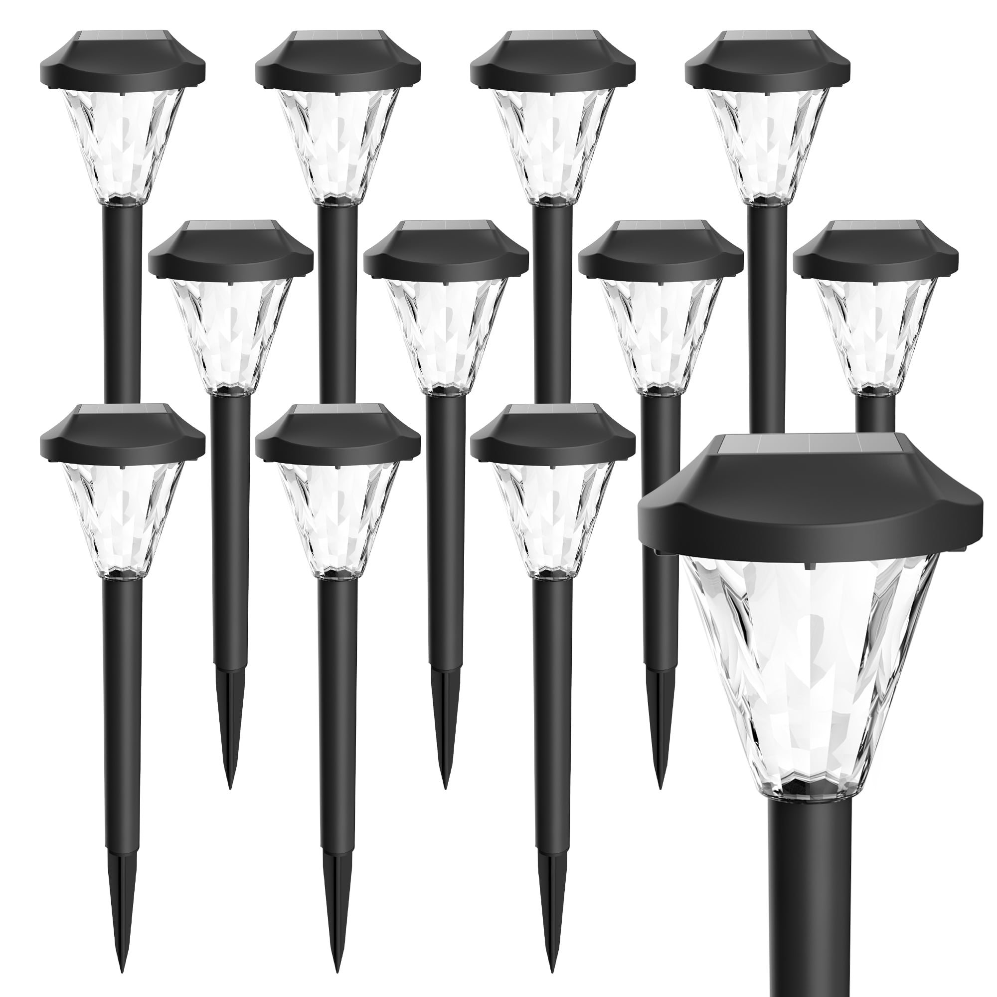 Gigalumi Solar Landscape Lights Waterproof Cold White Dusk to Dawn 12-Pack