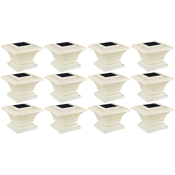 12 Pack Solar Outdoor Post Cap Lights, Square Fence Light