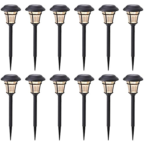Warm White Solar Powered Outdoor Pathway Lights, 12-Pack