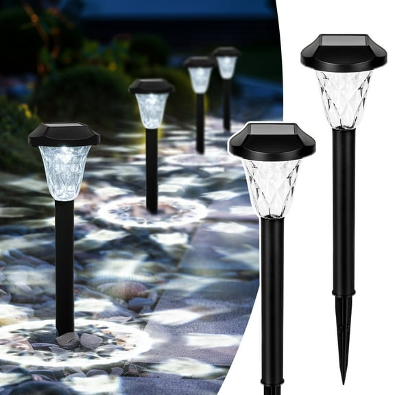 12-Pack Solar Pathway Lights, Waterproof Outdoor Solar Lights for Garden, Yard, Cool White, 6000K