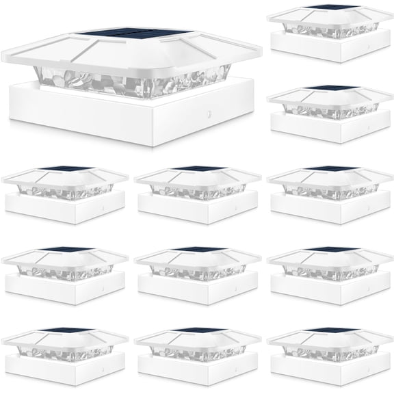 12 Pack Solar Post Cap Lights for 4x4 Posts, 3 Color Temperatures Adjustable LED Waterproof for Garden Railing White, Solar Fence Lights For Yard