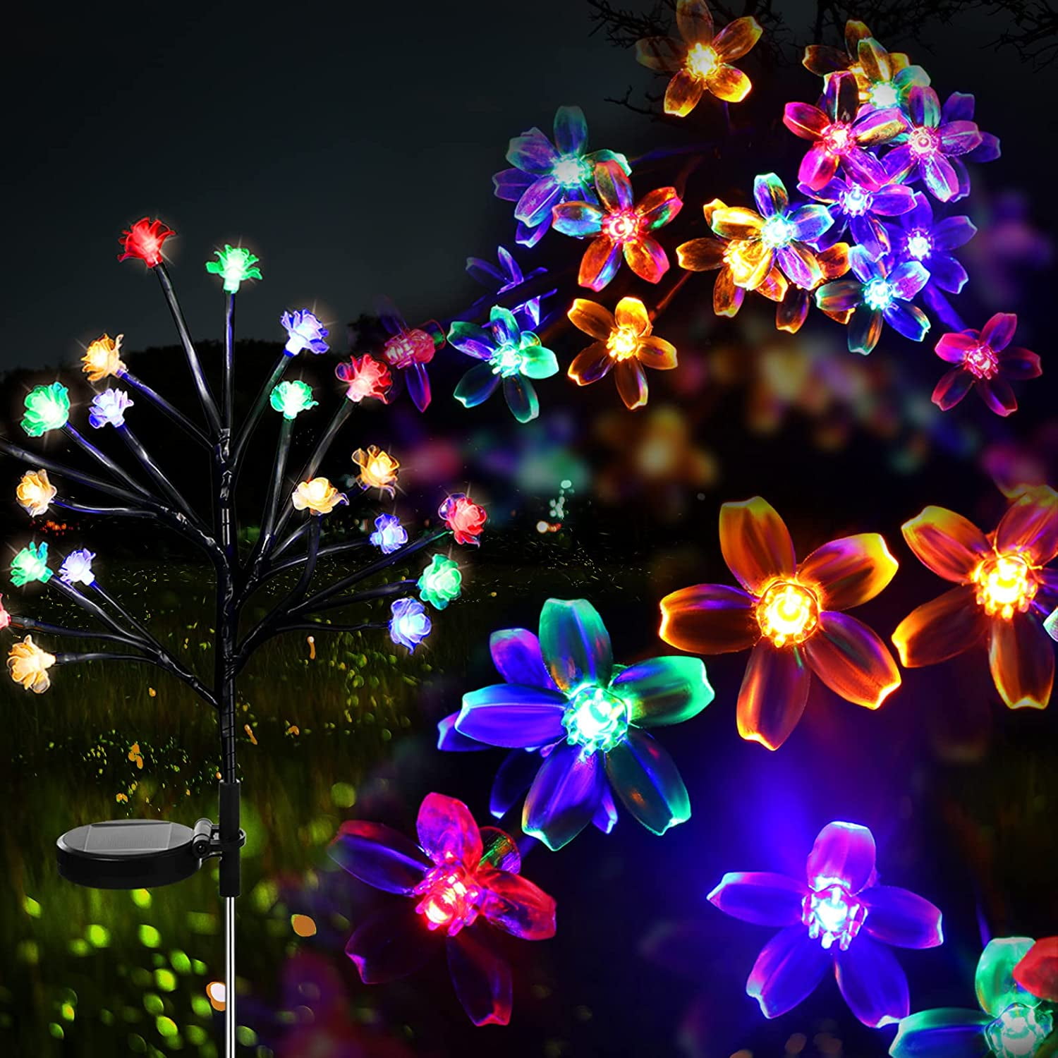 12 Pack Solar Powered Garden Tree Lights Outdoor Decorative Waterproof