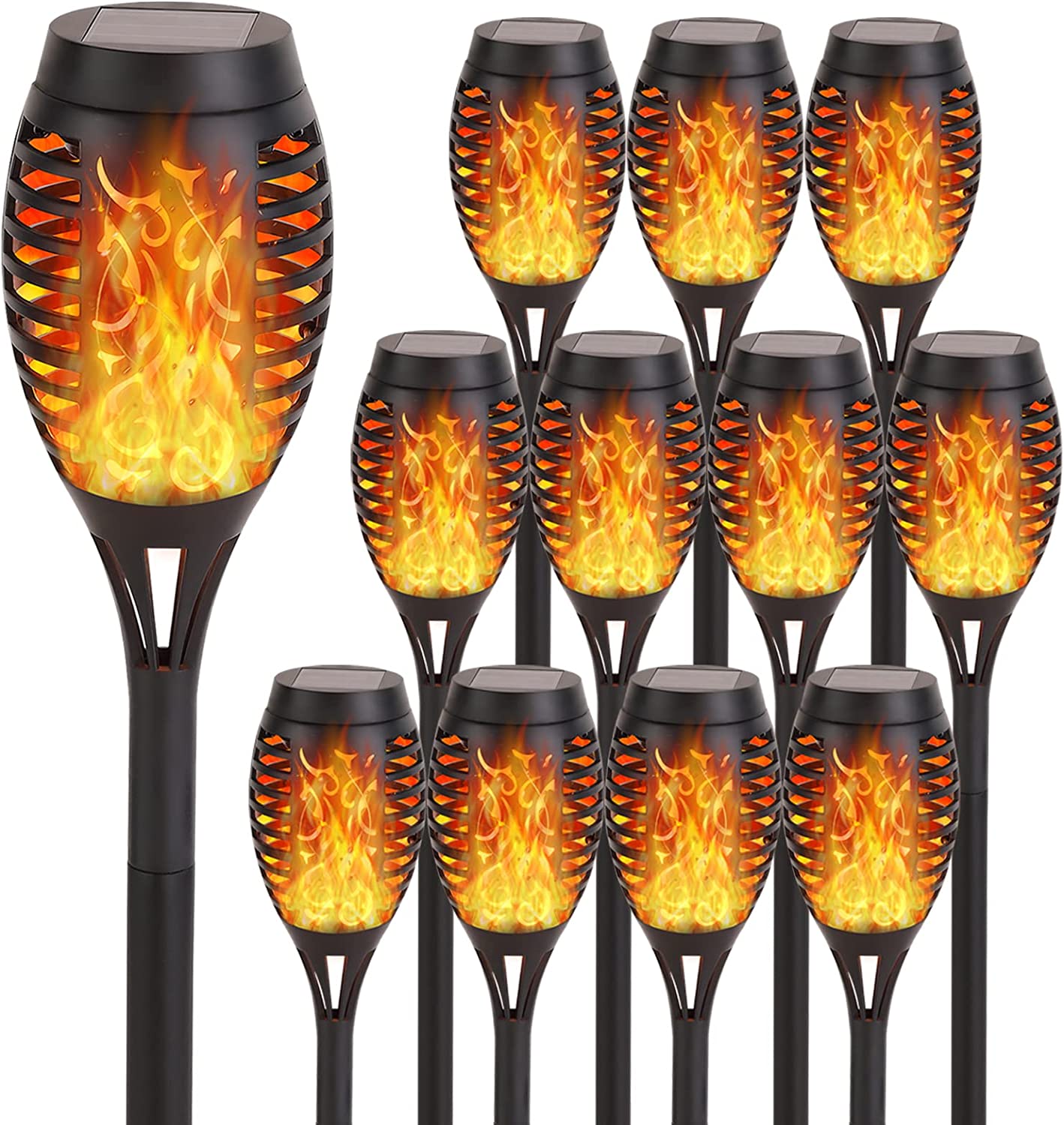 12 Pack Solar Torch Lights Outdoor, LED Flickering Solar Lights, Patio