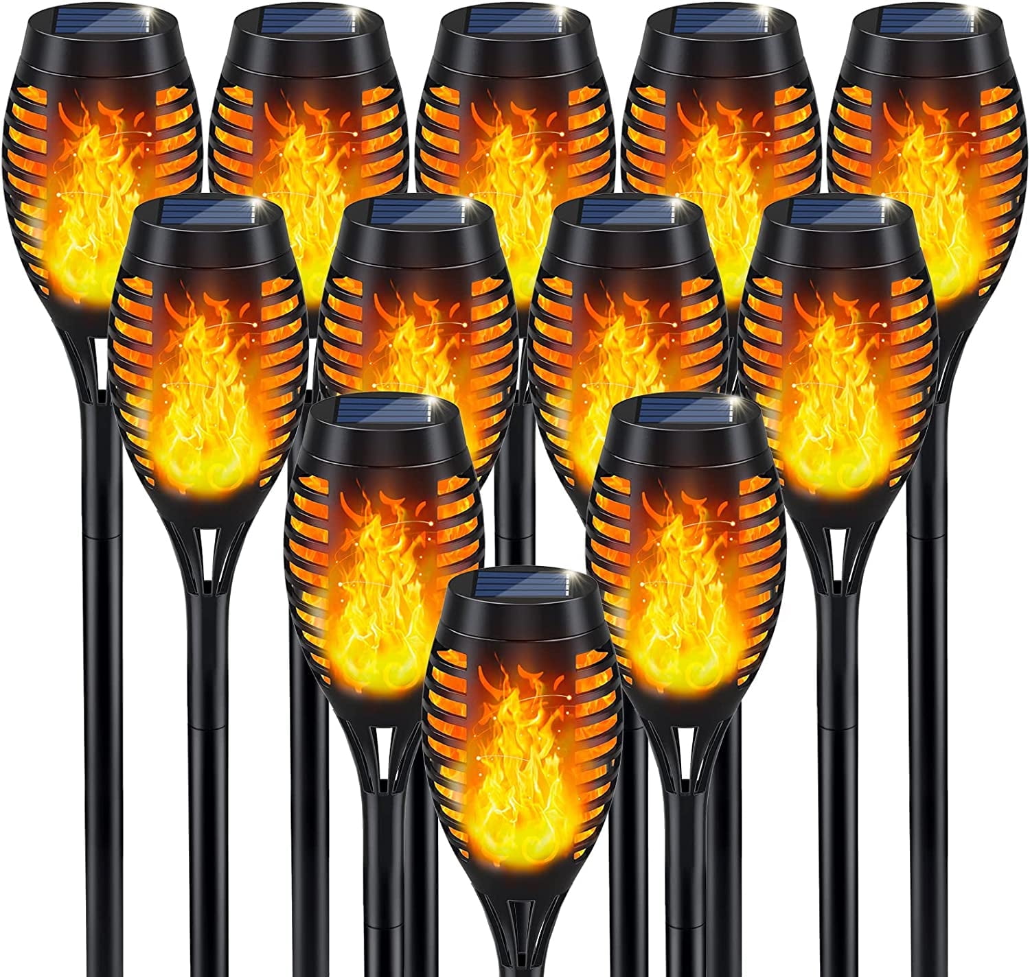 12 Pack Solar Torch Lights Outdoor, LED Flickering Solar Lights, Patio ...