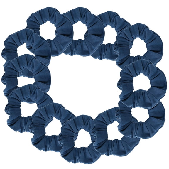 12 Pack Solid Hair Ties Scrunchies (Dark Blue)