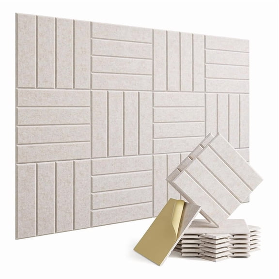 12 Pack Sound Proof Foam Panels for Walls, Self-Adhesive Acoustic Panels for Door, Ceiling, Home Office Light Camel,12 x Acoustic foam,Light Camel