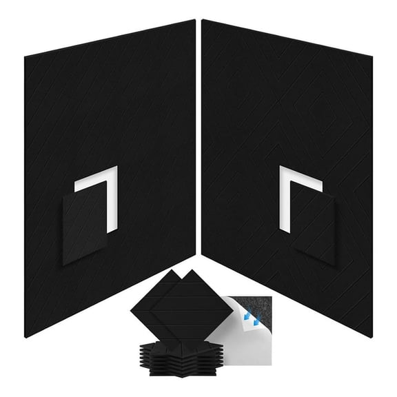12 Pack SoundProof Foam Panels 12x12x0.4 inch, black