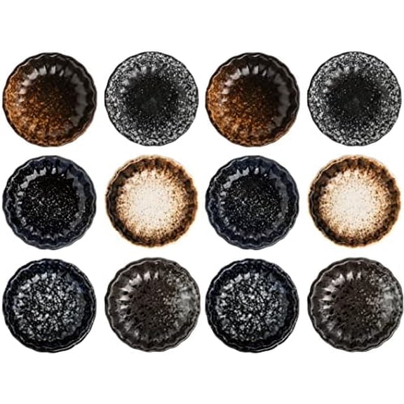 12 Pack Soy Sauce Dishes, Ceramic Dipping Bowls Set, 2.8 Inch Side Dishes Japanese Style Pinch Bowls Seasoning Dish for Ketchup, BBQ, Sushi, Soy$$