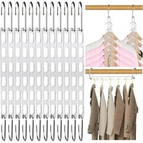 12 Pack Space Saving Hangers (10.5"W x 3"H) for Clothes, Collapsible Metal Hangers Organizer, Clothes Space Savers, Closet Organizers and Storage, Dorm Room Essentials Hanging Hook  Iron