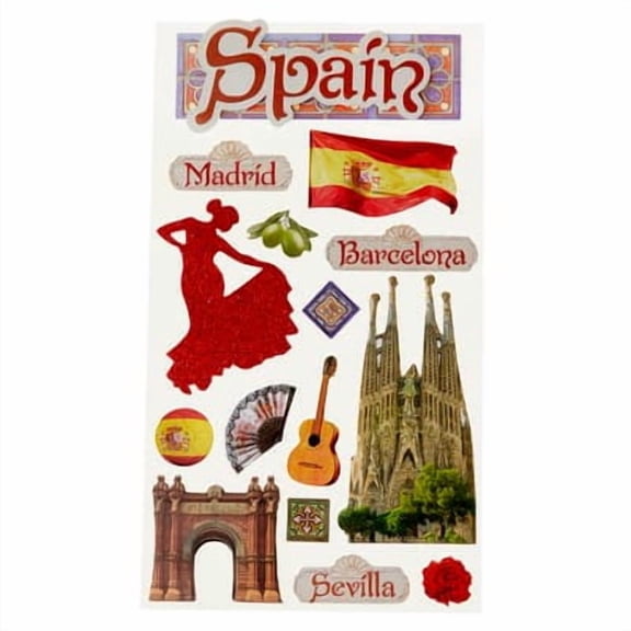 Recollections Spain Dimensional Stickers, 12 Pack