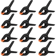 12 Pack Spring Clamps, 3.5inch Plastic Clips, Small Backdrop Clips, Clamps Heavy Duty, Spring Clips for Crafts, Backdrop Stand, Woodworking, Photography Studios Black