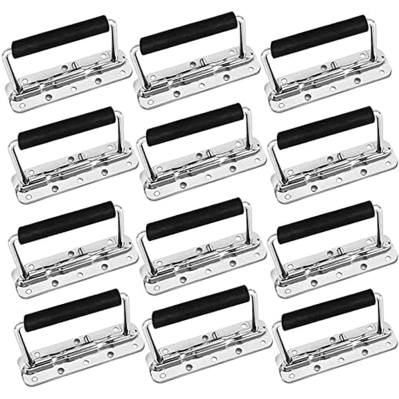 12 Pack Spring Loaded Handle, Surface Mounted Chest Pulls Handle with Rubber Grip, Spring Loaded Drop Handle for Flight Case, Tool Box, Cabinet, Boat$$Tools & Hardware Other