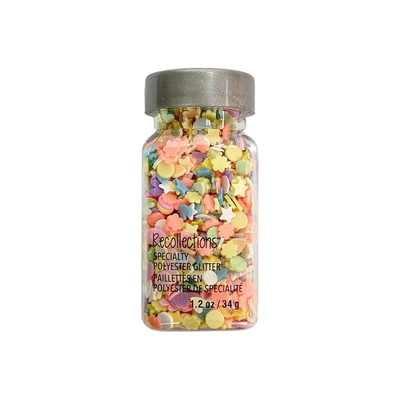 Recollections Mixed Shapes Specialty Polyester Glitter, 12 Pack