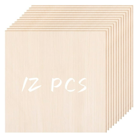 12 Pack Square Boxwood Boards,Thick Craft Wood Sheet Boards,Unfinished Wood Sheets,Plywood Sheets for Crafts,Mini House Building Architectural Model Making and DIY Project