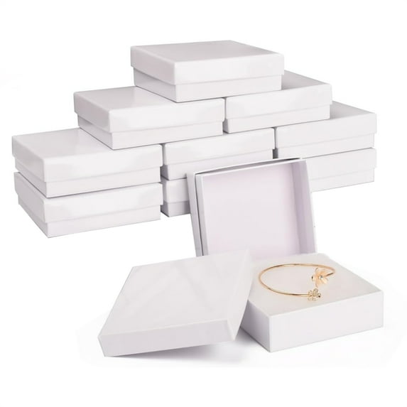 12 Pack Square Gift Boxes Topboutique Kraft Paper Jewelry Storage Box White Cardboard Packaging Box Necklaces Bracelets Earrings Display Case for Birthday Wedding Anniversaries 3.5 Inch