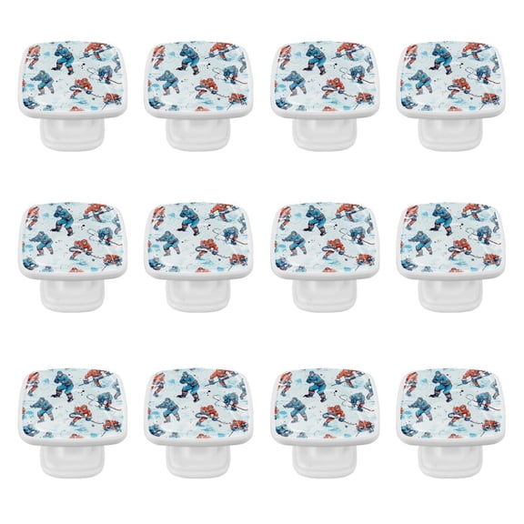 12 Pack Square Kitchen Cabinet Knobs, Ice Hockey Drawer Pulls, Cabinet Handles for Cupboard, Dresser, Modern Cabinet Hardware for Cabinets