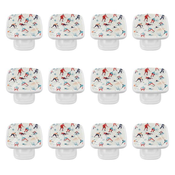 12 Pack Square Kitchen Cabinet Knobs, Ice Hockey Drawer Pulls, Cabinet Handles for Cupboard, Dresser, Modern Cabinet Hardware for Cabinets