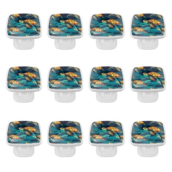 12 Pack Square Kitchen Cabinet Knobs, Sea Turtle Drawer Pulls, Cabinet Handles for Cupboard, Dresser, Modern Cabinet Hardware for Cabinets