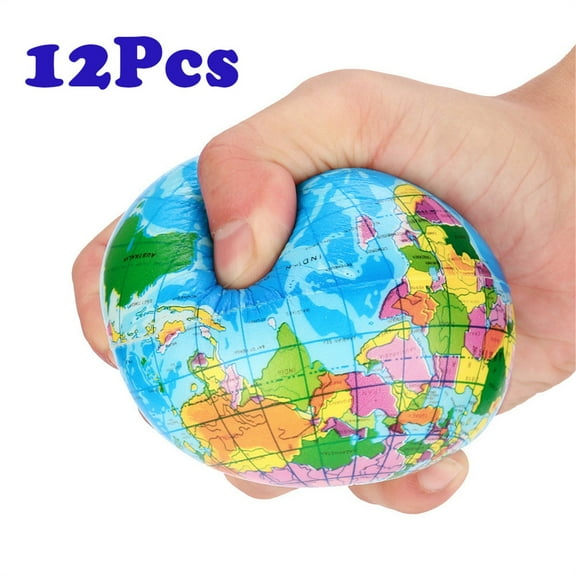 12 Pack Squishy World Map Foam Stress Relief Toys 3 Inch Palm Sized Sensory Ball For Adults