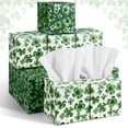 thumbnail image 1 of 12 Pack St. Patrick's Day Shamrock Facial Tissues Cube Boxes Face Tissue Box 600 Sheets 3 Ply Small Square Tissues Bulk for St. Patrick Spring Easter Car Bedroom Supplies, 1 of 4