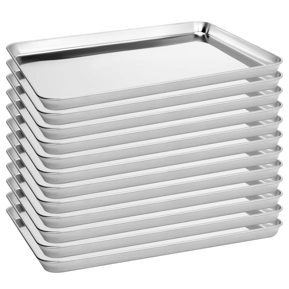 12 Pack Stainless Steel Baking Sheet Pans, 17.3" L  12.2" W  1" H Cookie Sheets for Toaster Oven, Rust-Resistant, Dishwasher Safe