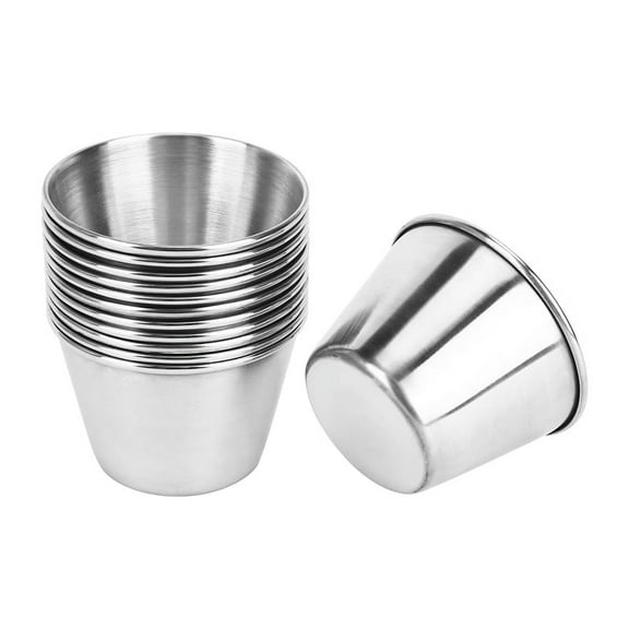 12 Pack Stainless Steel Condiment Sauce Cups,Commercial Grade Dipping Cups,Ramekin Cups Portion