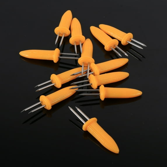 12 Pack Stainless Steel Corn Holders, Corn on The Cob Holders Sweetcorn Holders with Handle Corn Forks Twin Prongs Corn Clips Corn on The Cob Skewers for Home Cooking and BBQ
