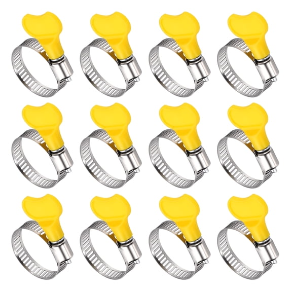 12 Pack Stainless Steel Key Hose Clamps, 19-29mm (3/4" to 1-1/8") Adjustable Worm Gear Hose Clamp with Plastic Thumb Screw, Key-Type Dryer Vent Pipe Clamps for Plumbing Automotive