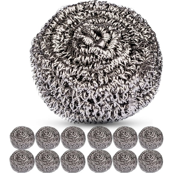 12 Pack Stainless Steel Sponges,Steel Wool Scrubber for Kitchens, Bathroom and More