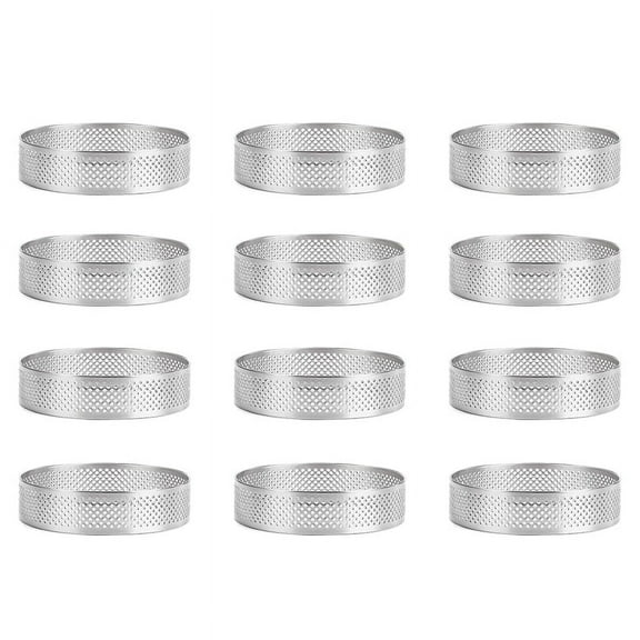 12 Pack Stainless Steel Tart Rings 3 In,Perforated Cake Mousse Ring,Cake Ring Mold,Round Cake