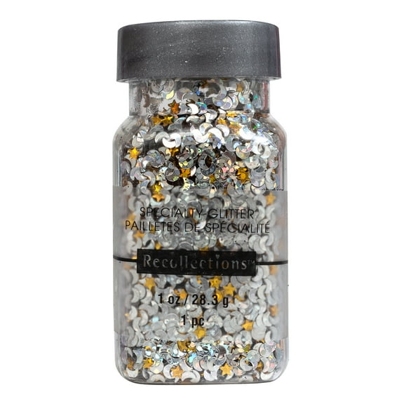 Recollections Star & Moon Shaped Specialty Glitter, 12 Pack