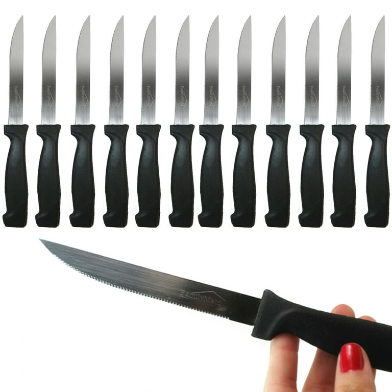 dearithe Serrated Steak Knives Set of 12, Stainless Steel Sharp Blade  Flatware Steak Knife Set,4.5 In, Hammered Pattern Hollowed Handle,For  Kitchen