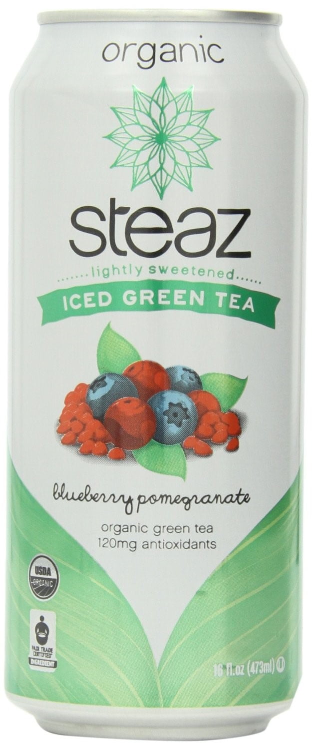 (12 Pack)Steaz Lightly Sweetened Green Tea - Blueberry Pomegranate, 16 fl oz.