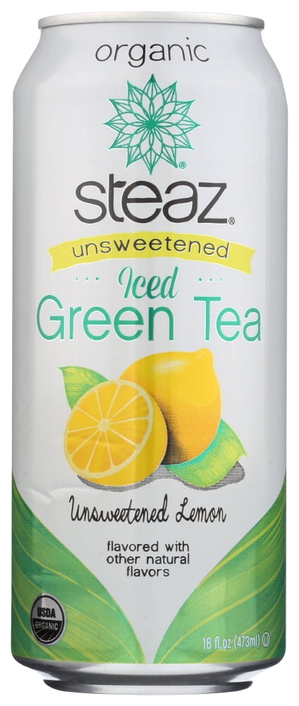 (12 Pack)Steaz Unsweetened Green Tea - Lemon, 16 fl oz.