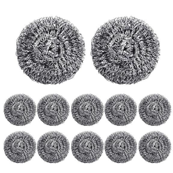 12 Pack Steel Wool Scrubber for Kitchen Cleaning, 2.6 Inch Stainless Steel Scrubber Pads, Metal Scrubber for Dishes, Pots, Pans, Ovens, Grills & Sinks