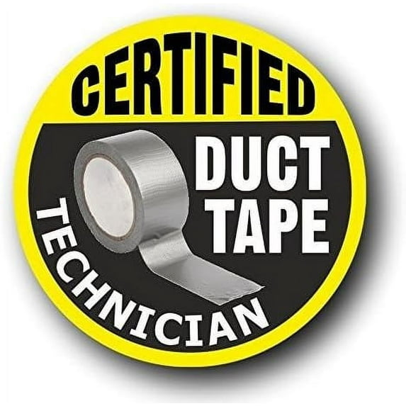 12 Pack - StickerDad® Certified Duct Tape Technician - Full Color Printed Sticker (size: 2" color: YELLOW/BLACK) for Hard Hat, Helmet, Windows, Walls, Bumpers, Laptop, Lockers, etc.