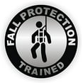 thumbnail image 1 of 12 Pack - StickerDad® Fall Protection Trained Vinyl Hard Hat Helmet decal - (size: 2" color: BLACK/SILVER)- Hard Hat, Helmet, Windows, Walls, Bumpers, Laptop, Lockers, etc., 1 of 2