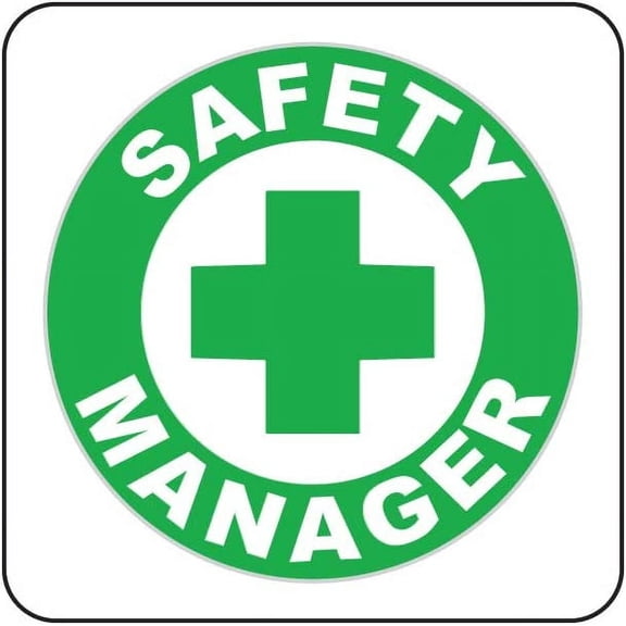12 Pack - StickerDad Safety Manager Circle - size: 2" ROUND color: GREEN/WHITE - Full Color Printed Sticker - Windows, Walls, Bumpers, Laptop, Lockers, etc.