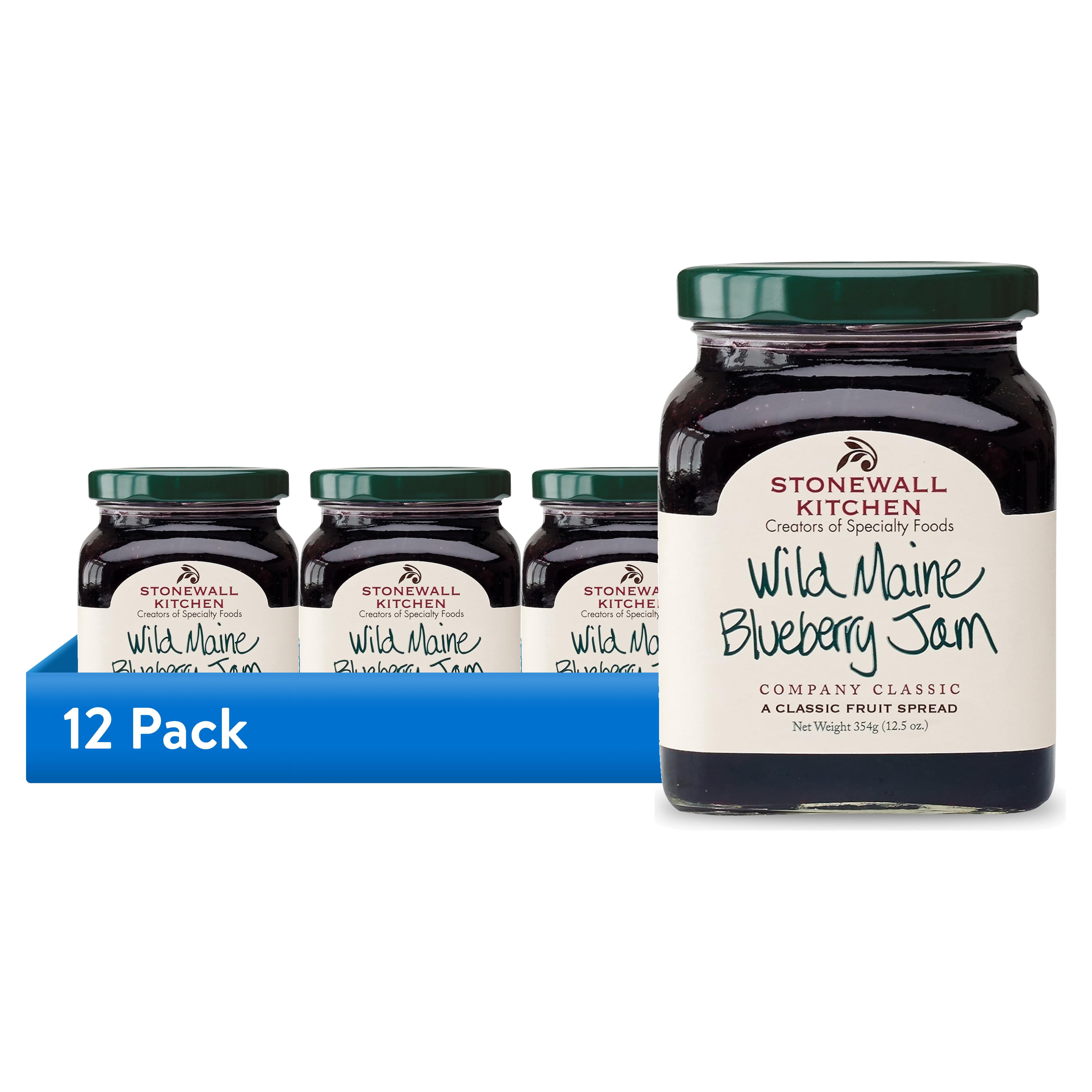 (12 pack) Stonewall Kitchen, non GMO, Wild Maine Blueberry Jam, 12.5 oz. Jar