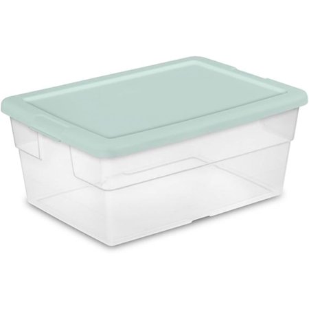 12-Pack Storage Bins with Lids, Plastic Bin and Box Containers, 16 Quart, Mint