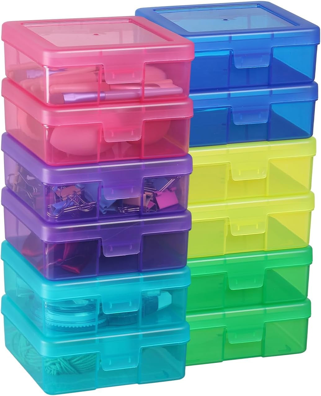 12 Pack Storage Box Clear Organizing Container with Latching Lids ...
