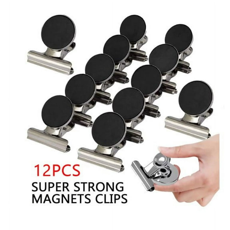 12 Pack Strong Clips, Heavy Duty Refrigerator Clips, Metal Clips for  Whiteboard, Fridge, Kitchen, Office, Scratch Free, 31mm Wide