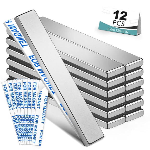12 Pack Strong Neodymium Bar Magnets, 60 x 10 3 mm