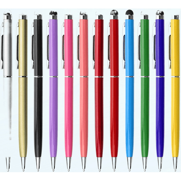 12 Pack Stylus Pens for Touch Screens Stylus Pen for ipad Compatible with iPad iPhone Tablets Samsung Kindle and Black Ink Ballpoint Pens-2 in 1 Stylists Pens