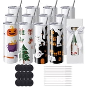 12 Pack Sublimation Tumblers 20oz Skinny Straight, Stainless Steel Sublimation Tumblers Blank, Stainless Steel Double Wall Tumbler for Heat Transfer Customized Gifts with Lid and Straw, Gift Box