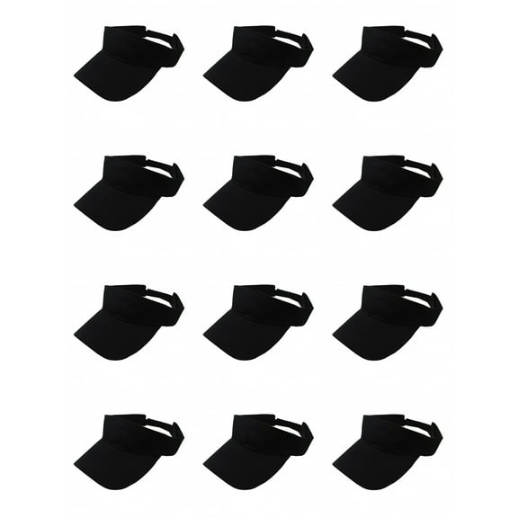12 Pack Sun Visor Hats Stylish Protection for Sun and Heat (Black)