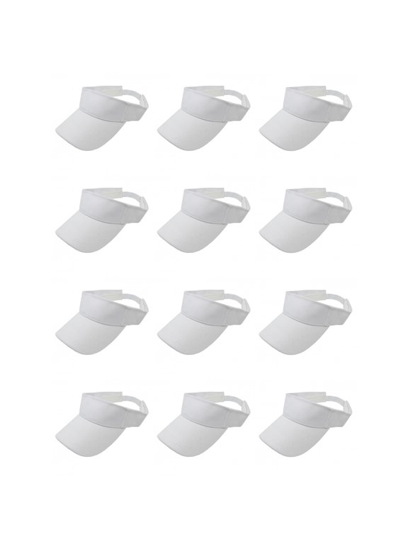 12 Pack Sun Visor Hats Stylish Protection for Sun and Heat (White)