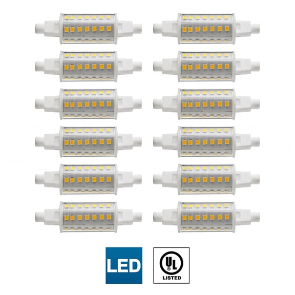 12 Pack Sunlite LED T8 Double Ended Bulb (R7s), 4.5 Watts (40 Watt Halogen Equivalent), 10,000 Hour Life Span, 3000K Warm White, UL Listed
